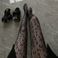 Classic Lolita Hollowed Out Leopard Stockings Bottomed Pantyhose Tights Japanese Lolita Retro Floral Rattan Black Stocking