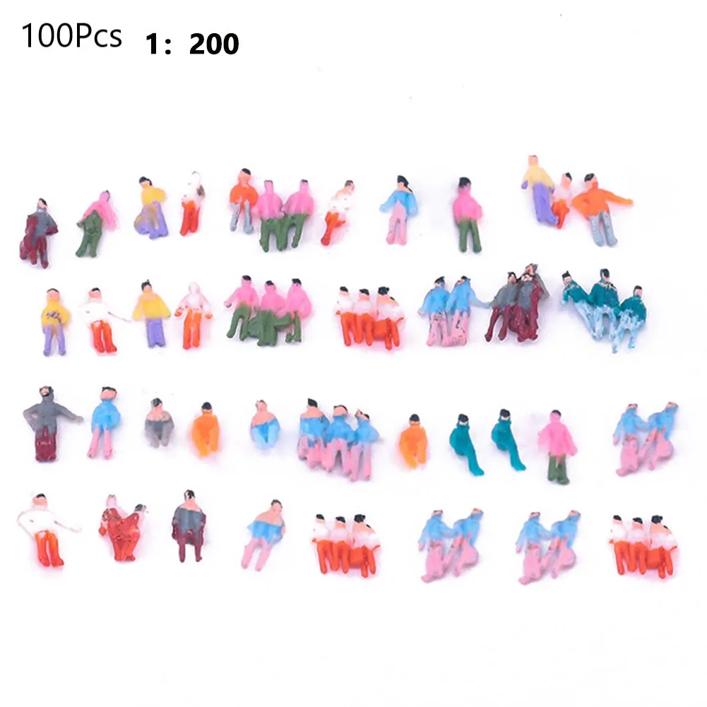 100Pcs Painted Figures 1:200 Scale People Model Miniature Figures N Scale Painted Scenes Modelling People Different Poses