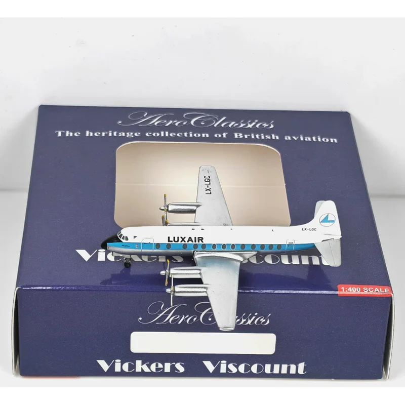 AeroClassics 1/400, Avión Viscount 800 de Luxembourg Airlines, LX-LGC, Modelo de Avión de Aleación Fundida a Presión, Artículo Coleccionable Decorativo