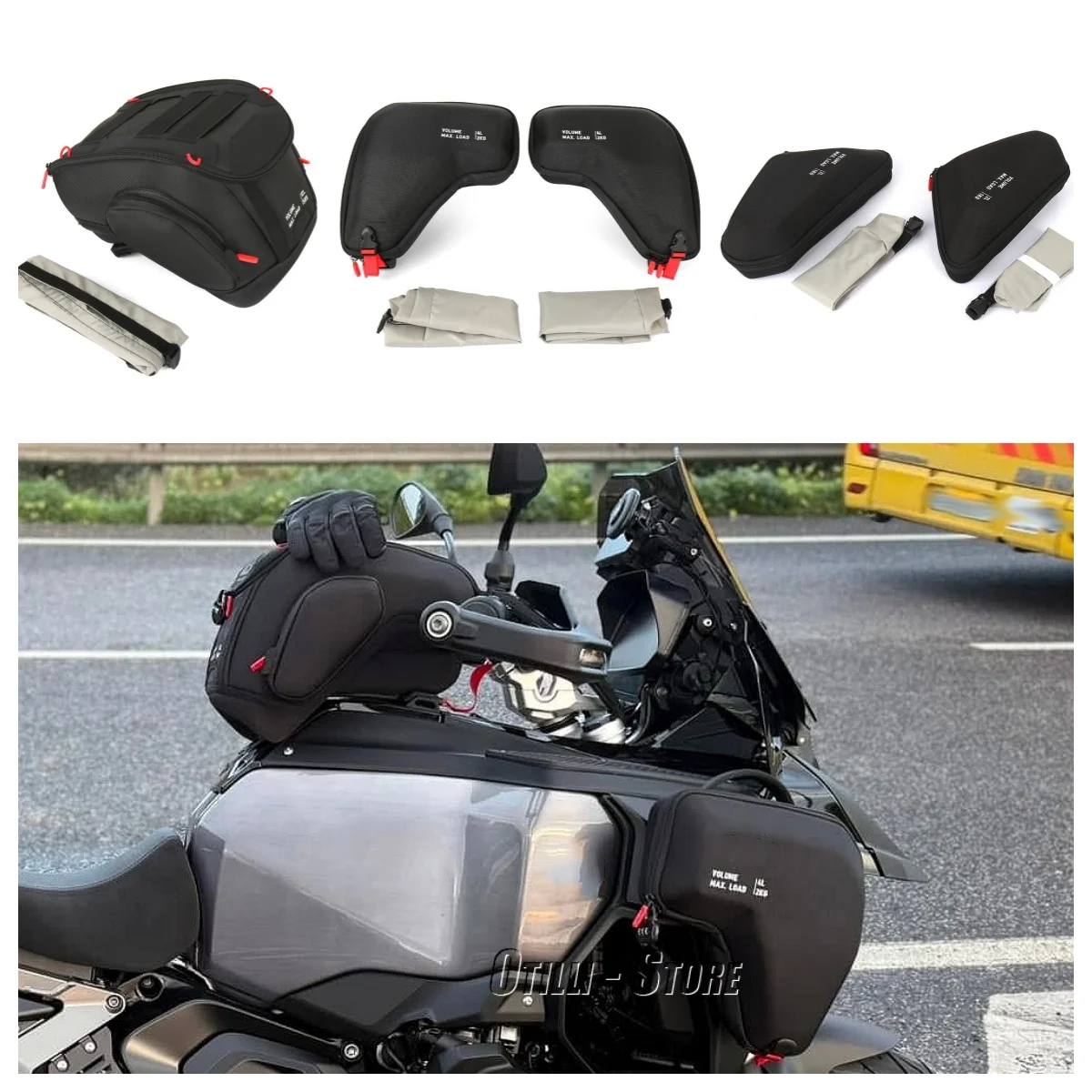

Motorcycle 4L Radiator Side Bags 12L Quick Lock Tankbag 2L Frame Bag For BMW R1300GS Adventure R 1300 GS ADV Moto Accessories