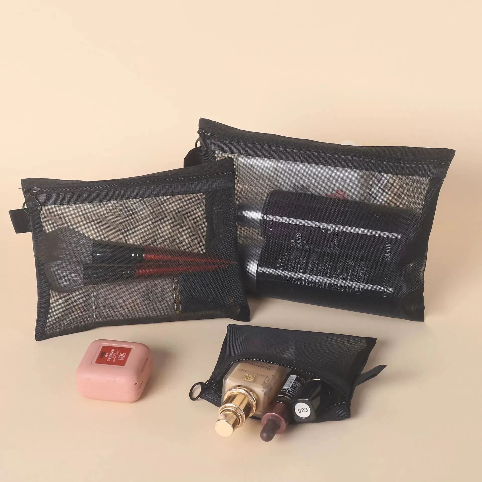 

Mesh Cosmetic Bag Travel Storage Makeup Bag Organizer Female Make Up Pouch Portable Small Large Toiletry Beauty Case