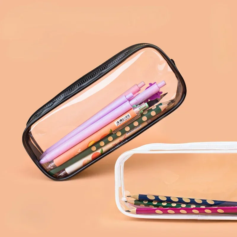 Transparent Women\'s Cosmetic Bag Waterproof Zipper Makeup Bag Travel Accessories Girl Boy Student Makeup Brush Pencil Case Pouch