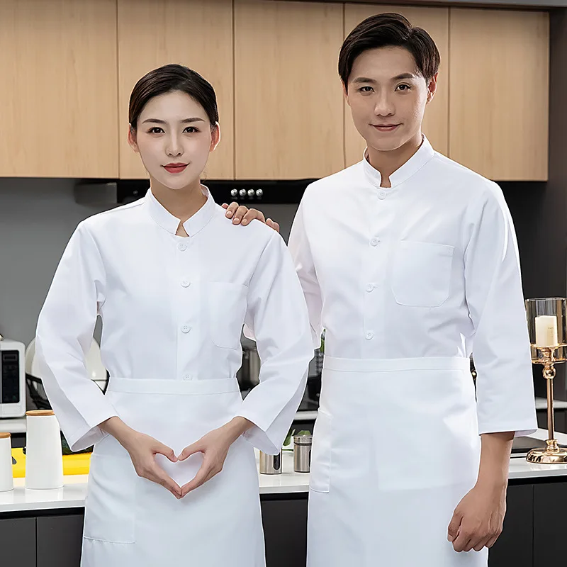 

Hotel Overalls Long Sleeve Men'S Baking Food Factory Restaurant Kitchen School Canteen Chef Uniform -Sized Plus Size