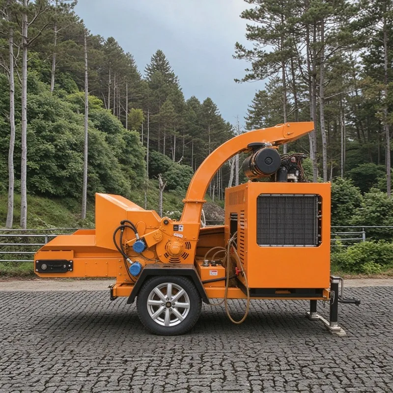 5tons/h Portable Wood Chipper Shredder Branch Wood  Crusher Machine for Biomass Fuels Mulch Making Projects Uses EPA CE