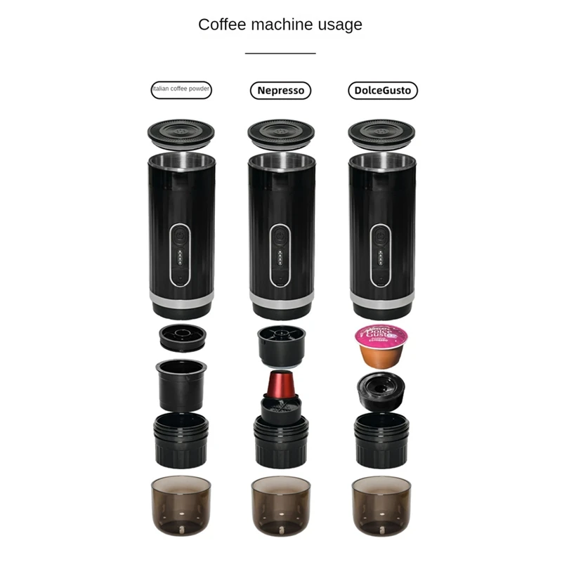 

Portable Coffee Maker Rechargeable Wireless Heating Espresso Machine Car Coffee Make Ground Coffee & Espresso Travel, Durable