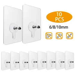 10pcs Punch-Free Strong Adhesive Seamless Sticky Wall Hook Nail Mounting Rack Screw Rod No Drilling Screw Stickers Hook Kits