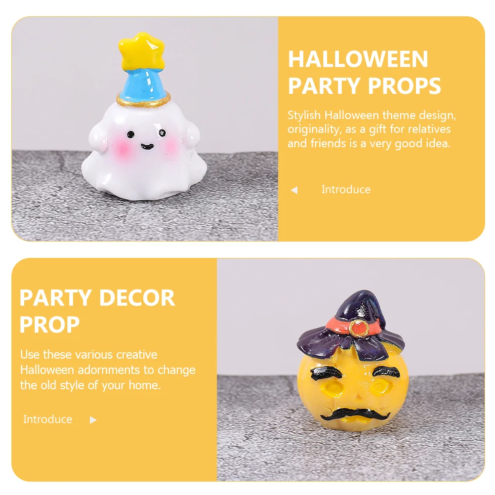 6pcs Halloween Theme Resin Ornaments Halloween Party Micro Landscape Props