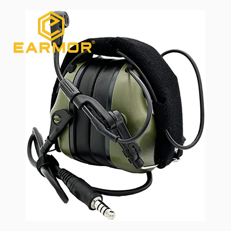 EARMOR-청력 보호기 M32 MOD3 전술 헤드셋, (단풍 녹색) 슈팅 군사 항공 통신 소프트페어 이어폰