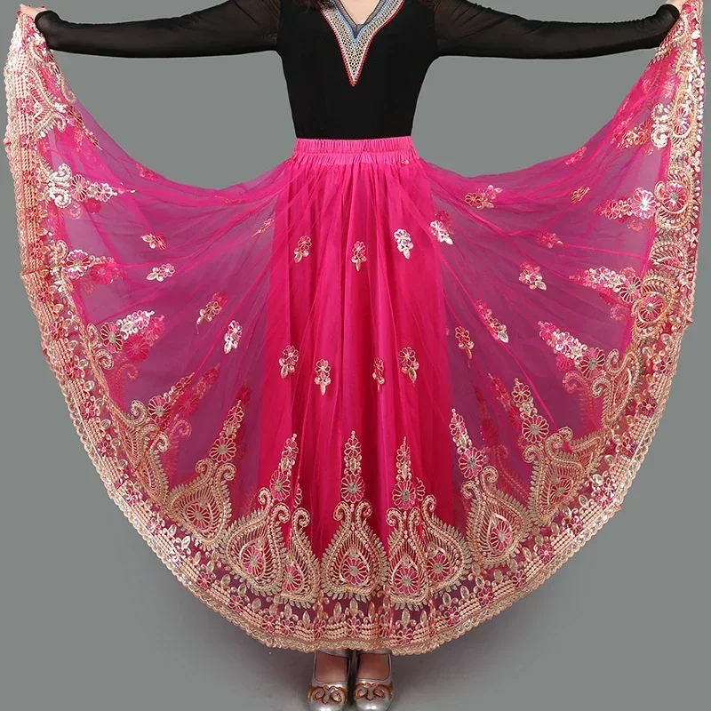 Ider-Jupe de danse traditionnelle chinoise pour femme, jupes de flamenco espagnoles, vêtements de danse tibétains vintage, tenue folklorique nationale