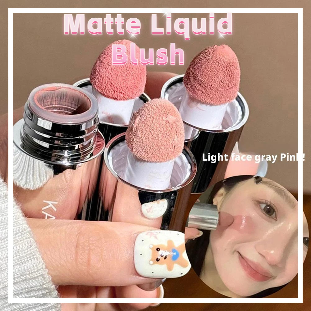 4 ألوان عالية المصطبغة ماتي السائل أحمر الخدود طويلة الأمد كريم طبيعي أحمر الخدود الخد العين موس المخملية السائل أحمر الخدود ماكياج الوجه #1