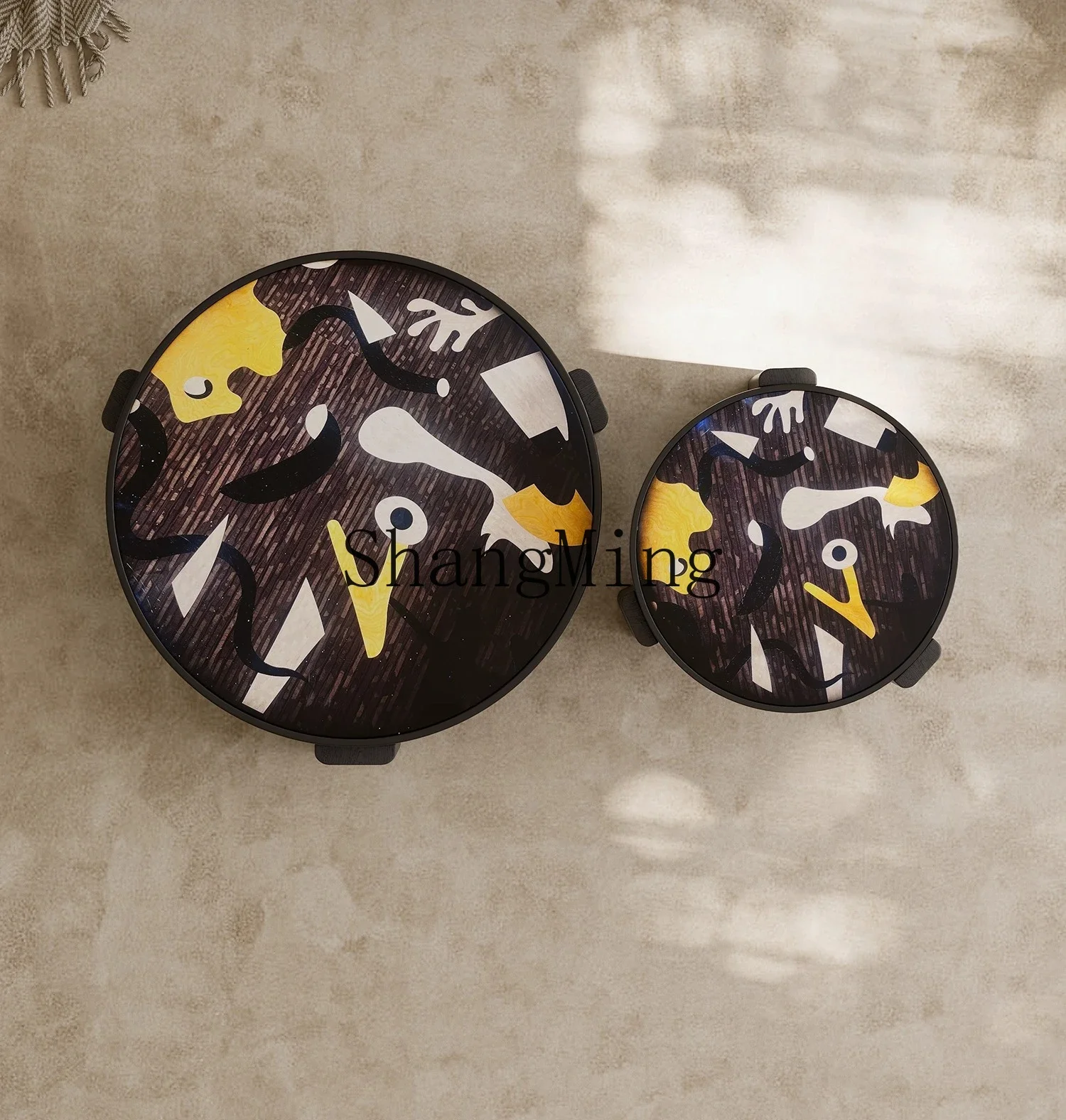 

ZYY household minimalist round storage coffee table living room household small apartment creative coffee table combination