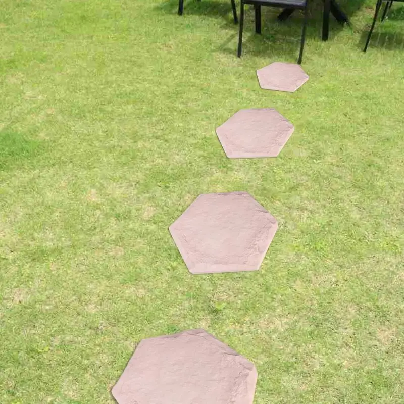 4pcs Garden Stepping Stones Pathway Stone Mat Lawn Ornaments Large Stepping Stones Walkway Paver Garden Outdoor Decorations