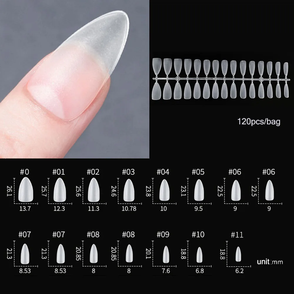 Transparente Press-On curto T-Shaped unhas postiças dicas, gota de água, adesivo completo para cobertura de unhas, 120pcs