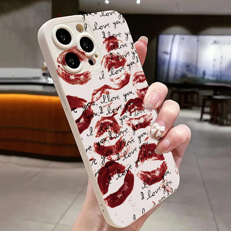 Case For Redmi Note 13 Cases Redmi 12 Case Lip Printed Phone Case For Redmi Note 13 12 Pro Plus 12S 12 11S 11 10 Redmi 13C Cover