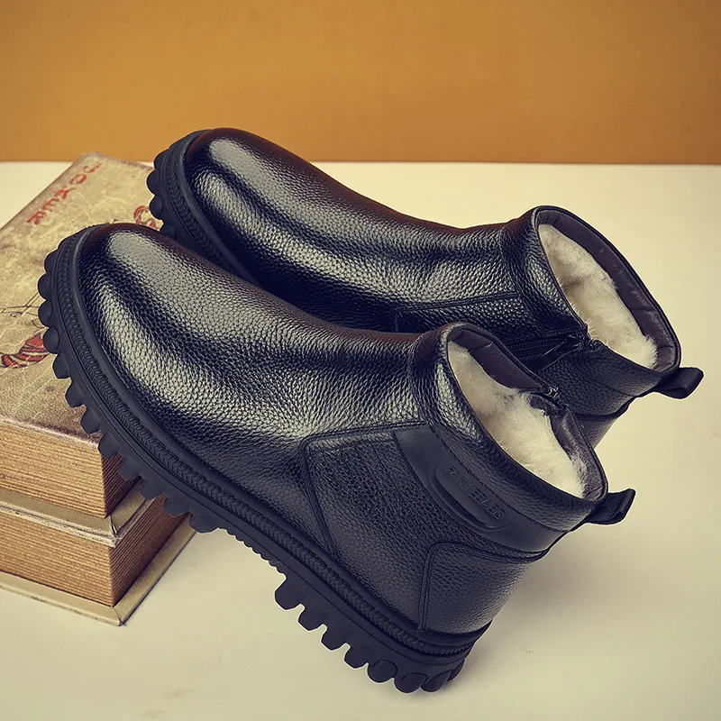 

Мужские кожаные ботинки из хлопка 20026, новинка зимы, с плюшевой подкладкой и утолщенным хлопком