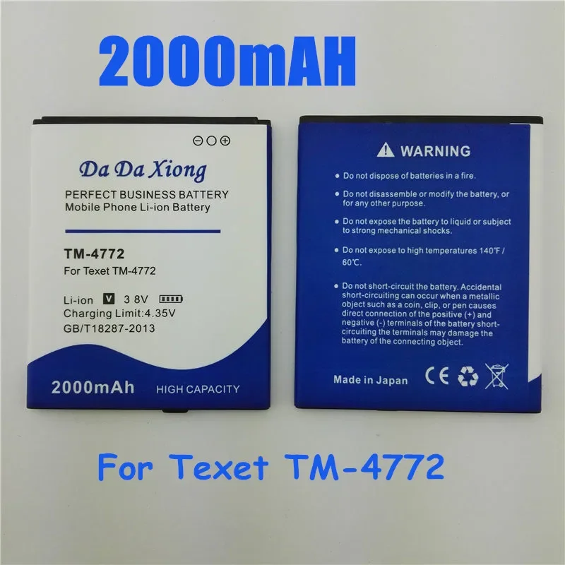 High Quality New For Texet TM-4772 4772 Rechargeable Battery 2000mAh Replacement Mobile Phone