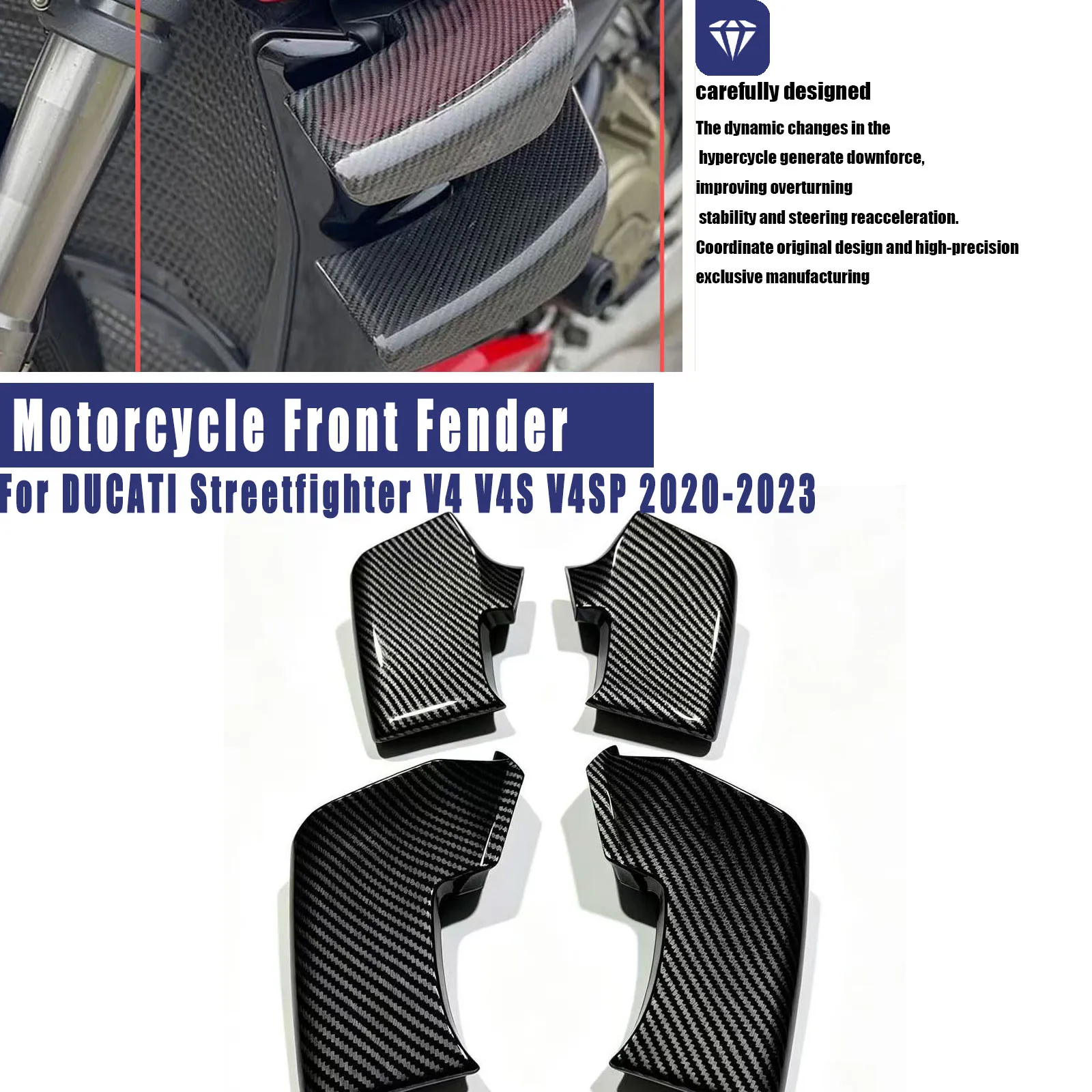 Motorcycle Fixed Winglet Side Spoiler Aero Fairing Wing Kit Accessories For DUCATI Streetfighter V4 V4S V4SP 2020-2023