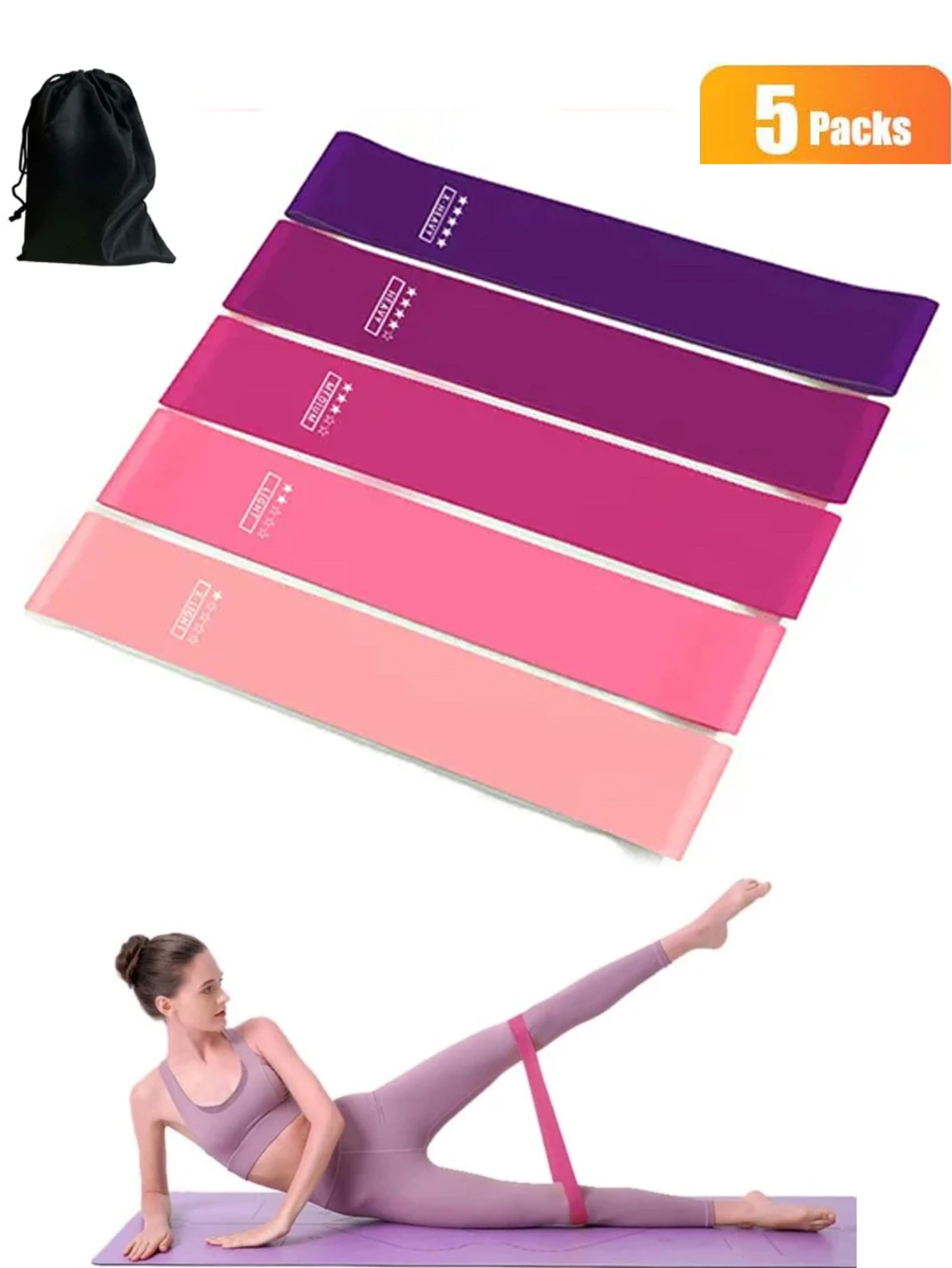 5PCS Resistance Bands Set, Fitness Exercise Loop Bands for Strength Training, Glute Leg Arm Workout, Yoga & Pilates