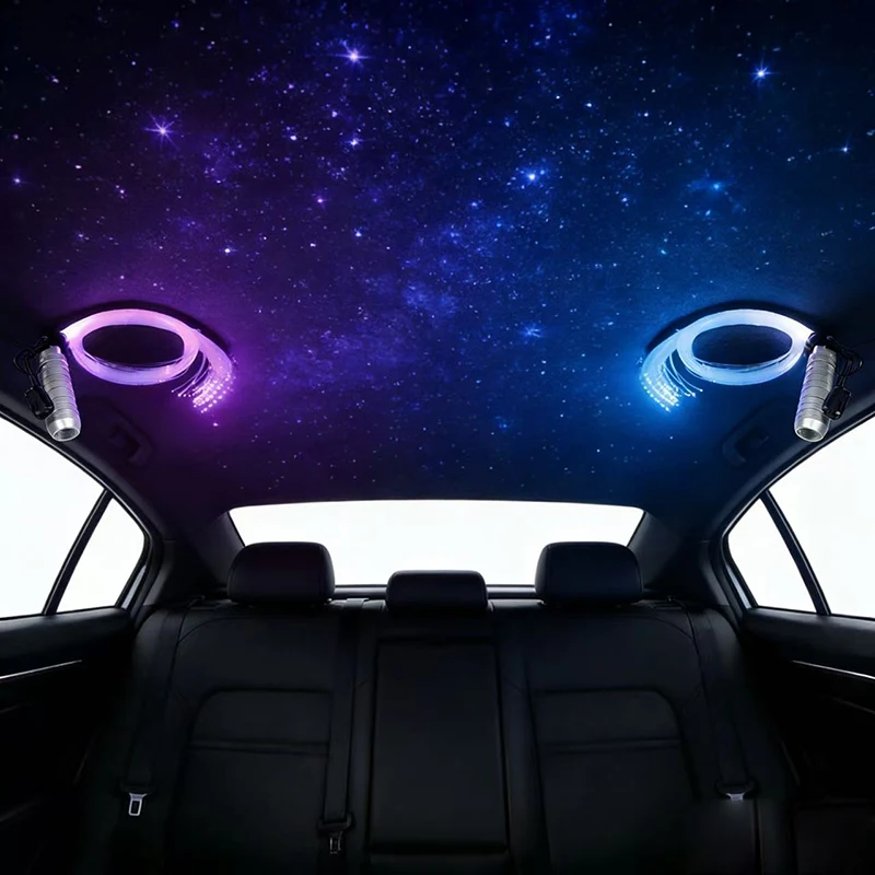 car Optic Lighting Smart Fiber Light engine RF control Optic Cable Starry Effect Ceiling Lights silve lamp RGB LED 6W  Multiple