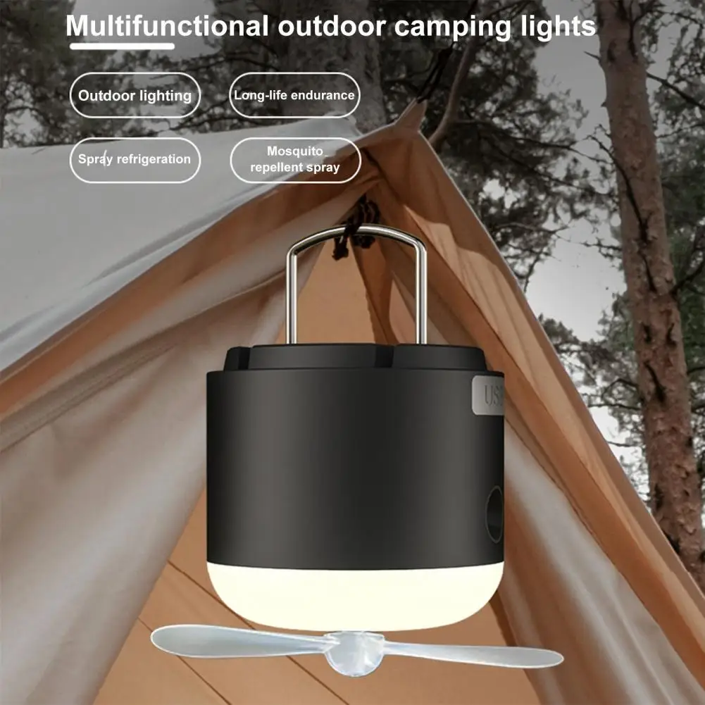 Camping Light Rechargeable Led Camping Lantern with Fan Ultra-bright Dimmable Light Spray Fan 2 Speeds Flicker Free for Outdoor