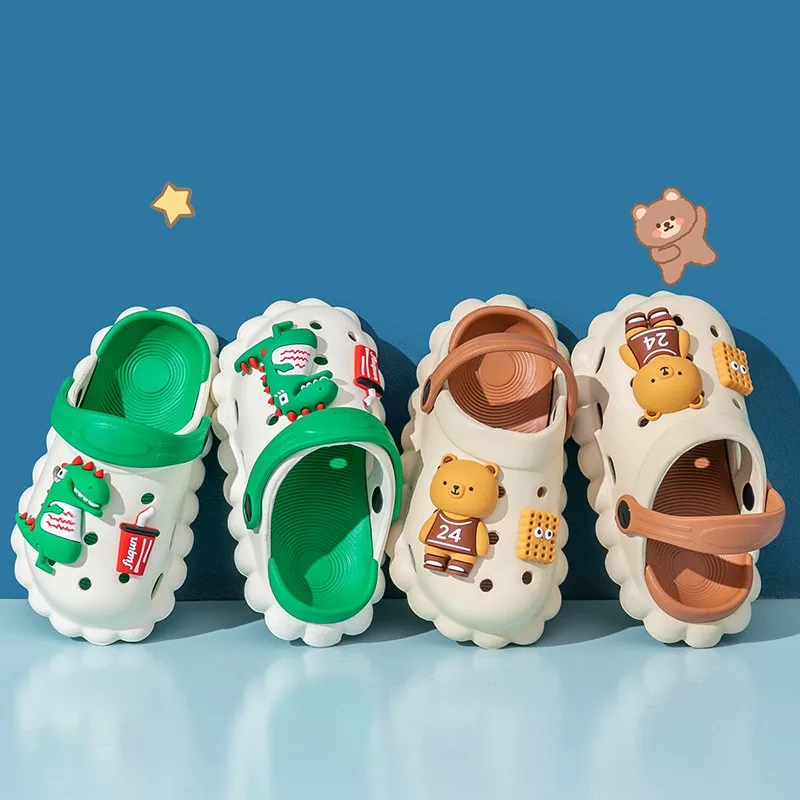 Slippers Kids Children Baby Shoes for Boys Girls Cute Cartoons Sandals Summer Home Iindoor Anti Slip Soft Soles Hole Shoes