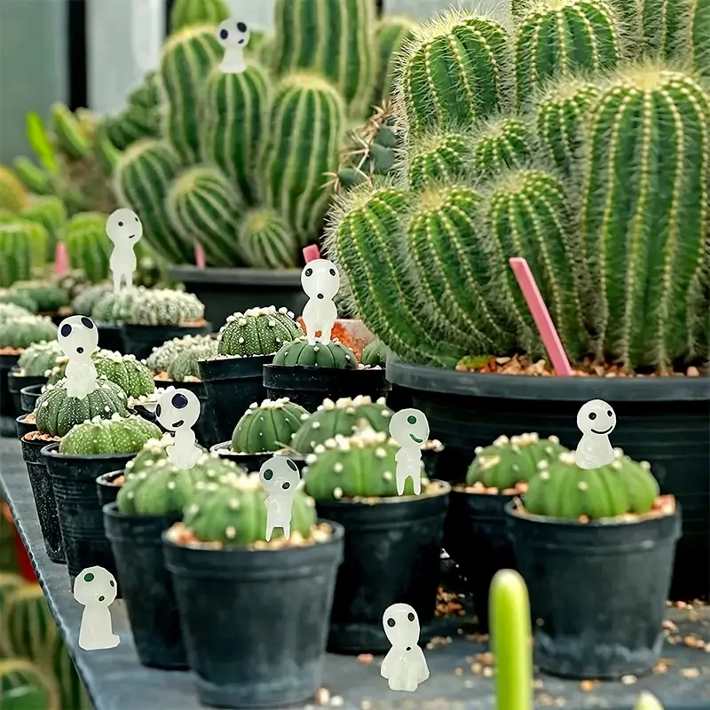 10pcs Renus Glow-in-the-Dark Tree Elves - Luminous Resin Ghost Figures, Miniature Alien Decor for Garden Dollhouse DIY Terrarium