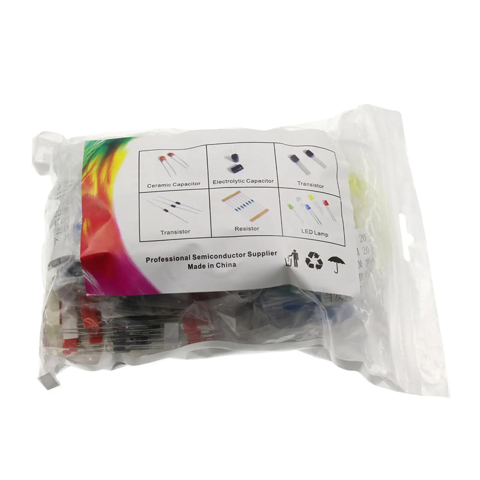Electronics Components Kit LED Diodes, Capacitors, Resistors 1490 Pieces