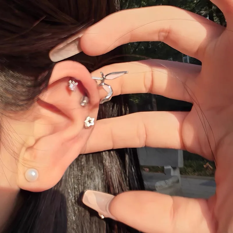 1 قطعة الفولاذ المقاوم للصدأ لطيف القط قلادة الزنمة اللولب بار مسمار الغضروف الأذن الثقب مجوهرات للجسم للنساء القوطي اكسسوارات الحفلات #6