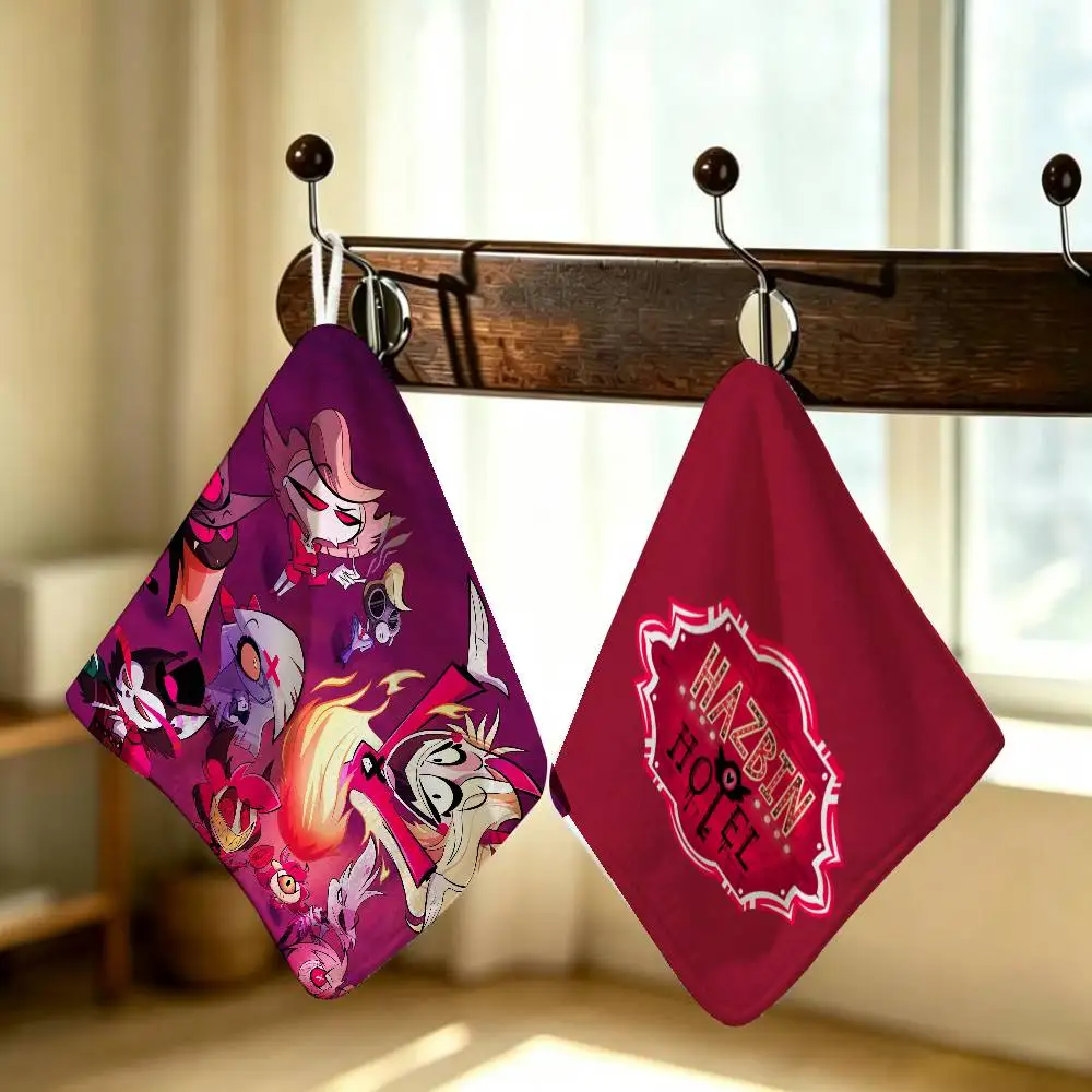 Classic H-Hazbin Hotels Polyester Cotton Hanging Kitchen Towel Skin Friendly Hand Wiping Towel For Hotel Cafe Household