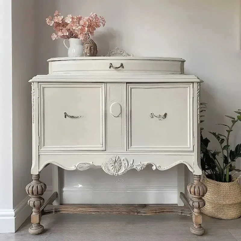 French retro solid wood porch cabinet, European classical two-door locker, American light luxury decorative cabinet6220