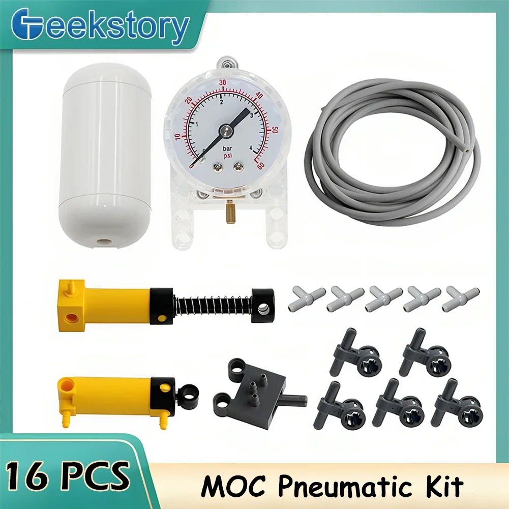 

16 шт. MOC технические детали пневматический насос поршневой шланг переключатель пневматический набор 47223 47225 75974 строительный блок, совместимый с Legoeds