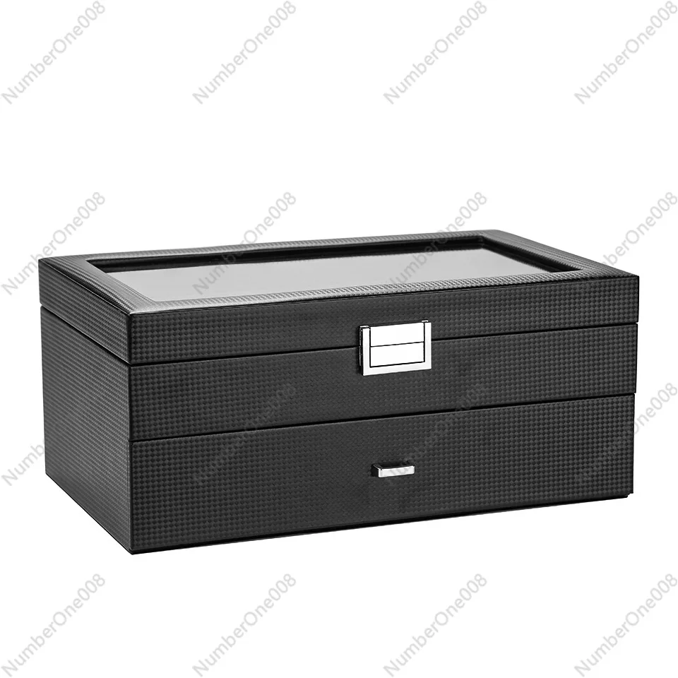 Double Layer Watch Box with 24 Watch Slots PU Leather Jewelry Organizer for Display Storage Case