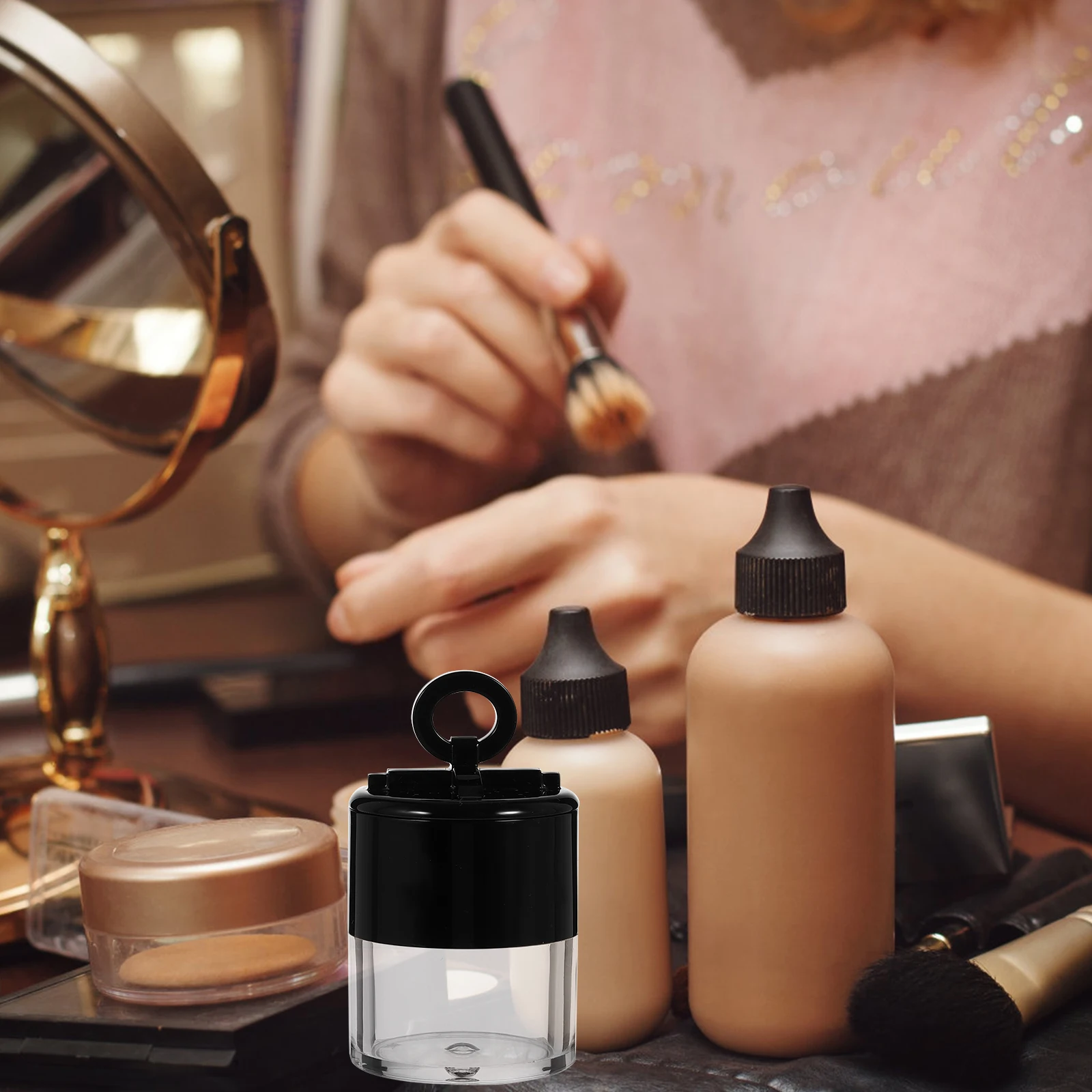

2Pcs Portable Powder Box Empty Container for Loose Travel Case Subpackaging Bottle Compact Refillable