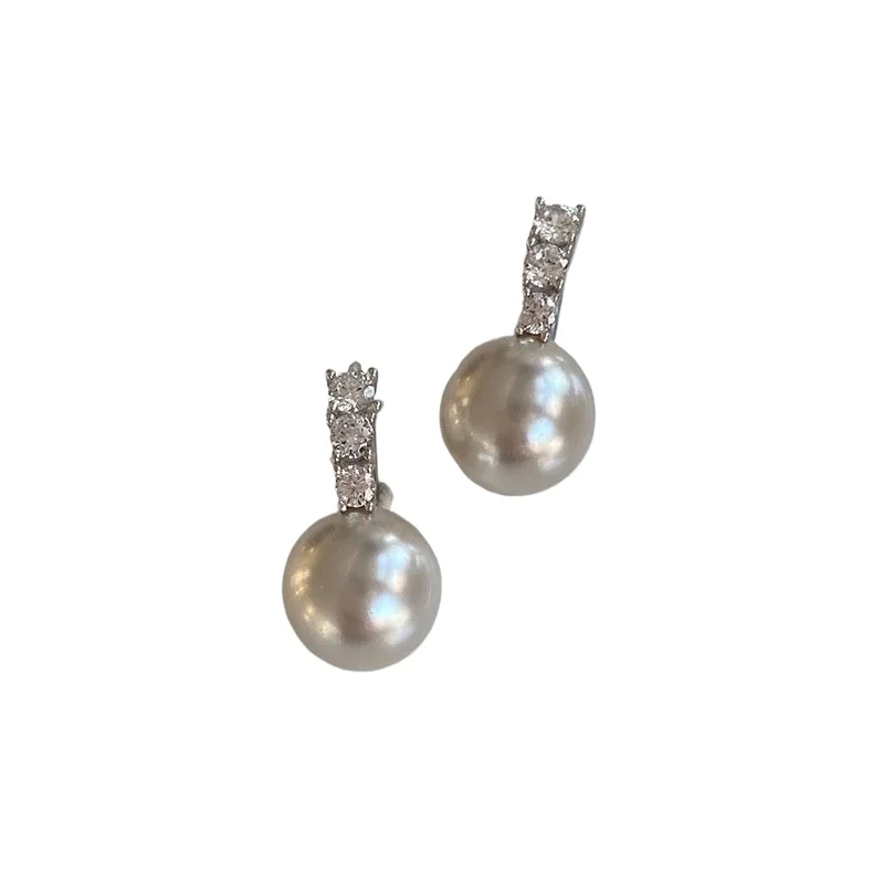 

S925 silver needle pearl earrings femininity gentle and sweet small fragrant wind ear buckles exquisite earrings