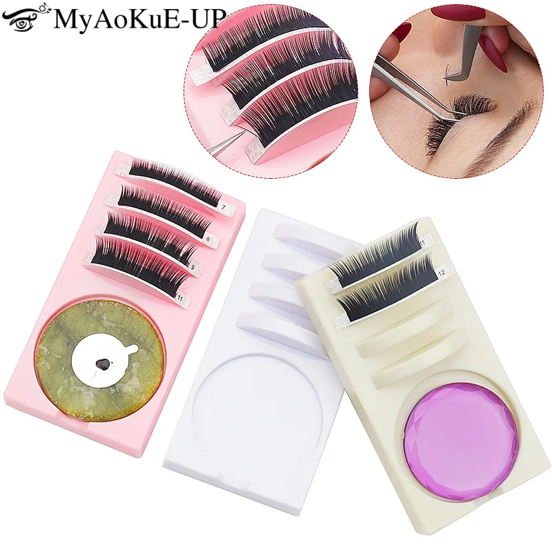 Reusable 2 in 1 Acrylic False Lash Extension Stand Pad and Glue Holder Eyelash Grafted Assistor Station Lashes Lift Makeup Tool