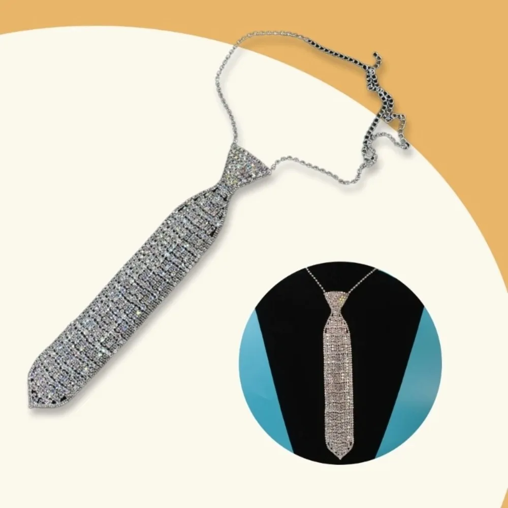 Retro Punk Neck Ties Colorful Adjustable Crystal Necktie Knot Free Music Festival Necktie Club Party Necklace Costume Neckwear