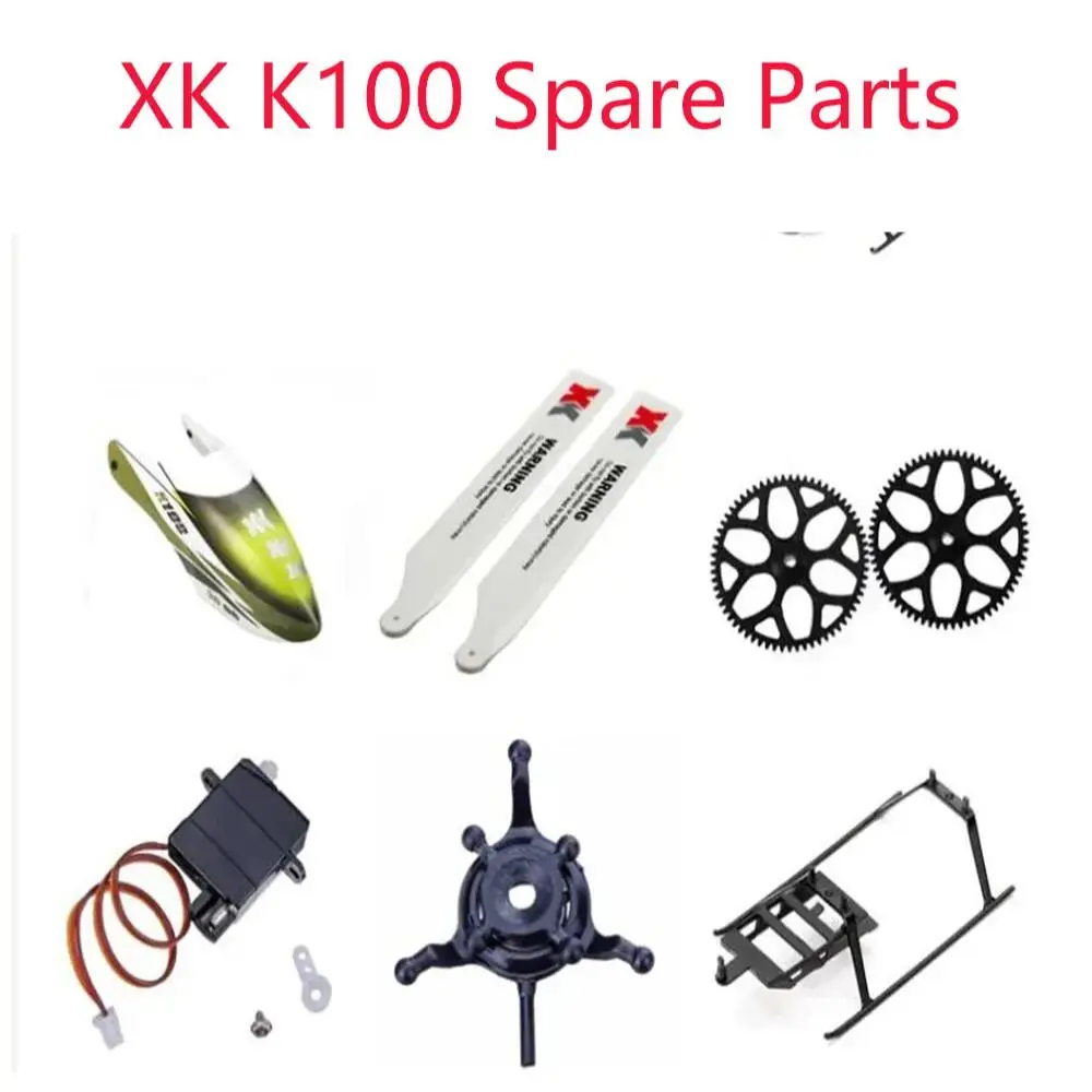 WLtoys XK K100 RC Helicopter Spare Parts Motor Servo Blades Canopy Landing Gear Connect Buckle Bearing Main Board