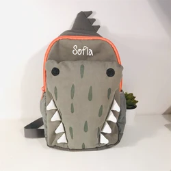 Neue niedliche Cartoon Krokodil personal isierte Rucksack benutzer definierte Name Kinder Kindergarten Schult asche Jungen Reise Snack Rucksäcke