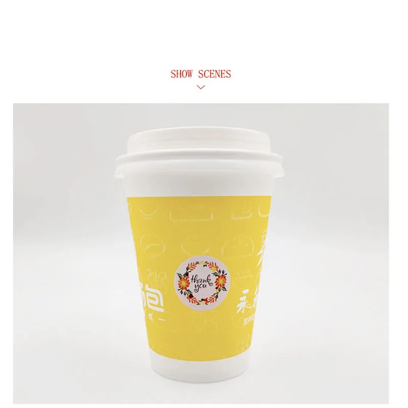 100-500PCS New Thank You Stickers for Business Small Merci Home Made Label Roll Packaging Sticker Flower Pack Rolling Sticker