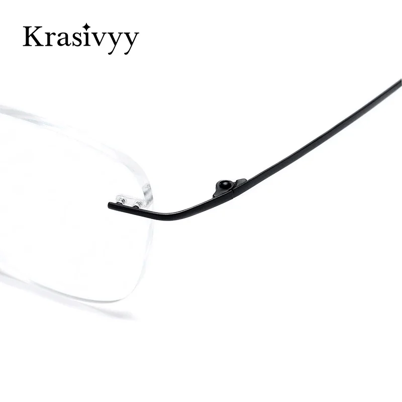 Krasivyy-gafas graduadas cuadradas sin montura para hombre y mujer, marco de titanio, diseño europeo, novedad de 2024