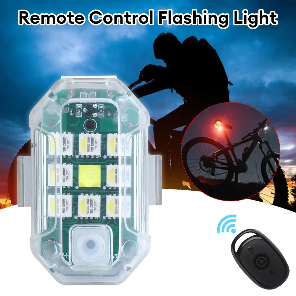 Wireless Remote Control LED Strobe Light for Car Auto Motorcycle Bike Drone Scooter Anti-collision Warning Lamp Flash Indicator