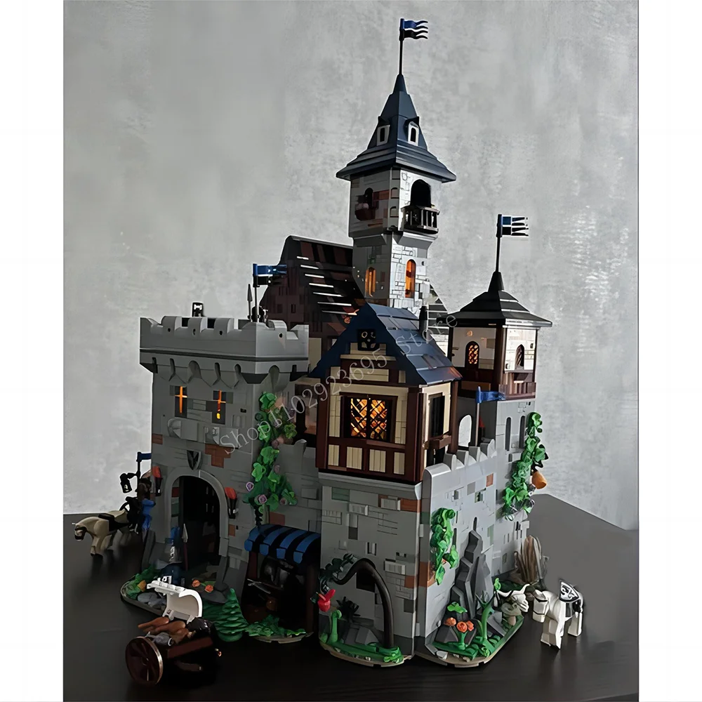 6553 PCS NEW MOC Building blocks Modular Black Falcon`s Castle Medieval Street View ideas DIY Model child Toy Birthday Gift