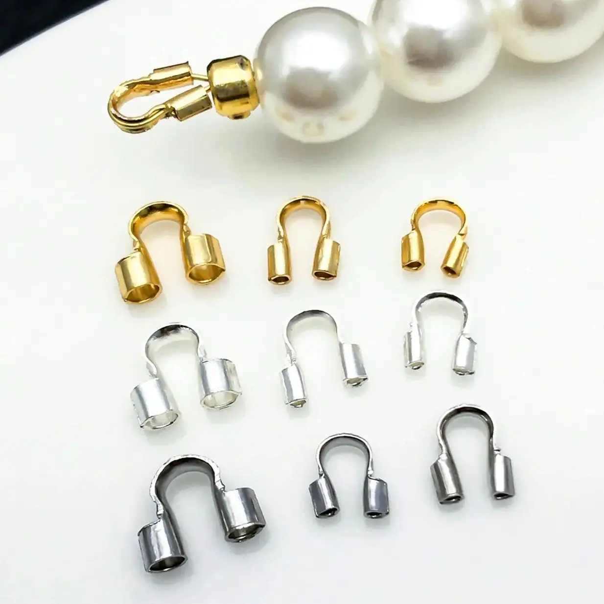 50pcs 4/5/7mm 18K Gold Color Copper Plated Brass Protectors Guard Guardian Loops U Shape Clasps Connector For Jewelry Making