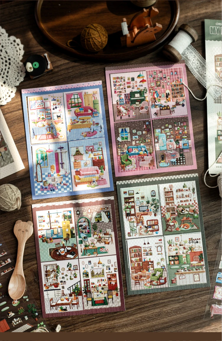 Journal GO Niedliche Gemütliche Raum-Aufkleber Collage Junk Journal Karten-Bastelmaterialien DIY Landschaftsmaterialien Scrapbooking Planer DIY Abziehbilder – Detail 9