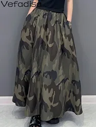 Vefadisa 2024 Summer New Korean Style Camouflage Casual One Piece Half Skirt Women Slimming Camouflage Skirt ZXF145B