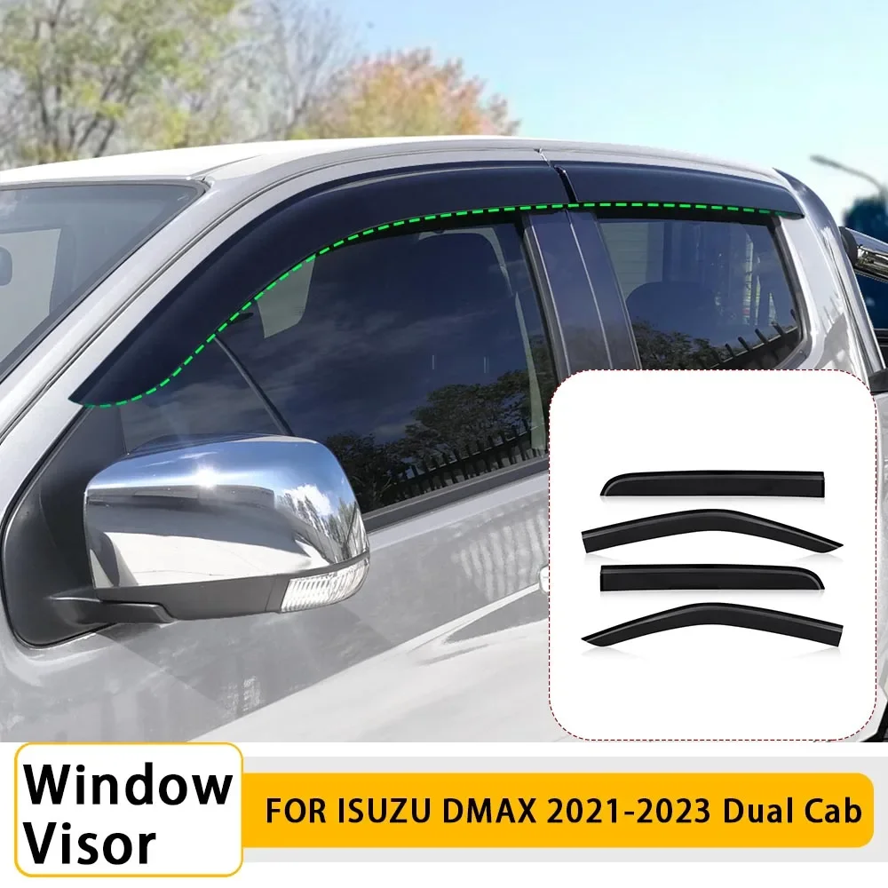 4PCS Sun Rain Guard Window Visor Weather Shield Weathershield FOR ISUZU DMAX 2020 2021 2022 2023 4X4 Car Accessories