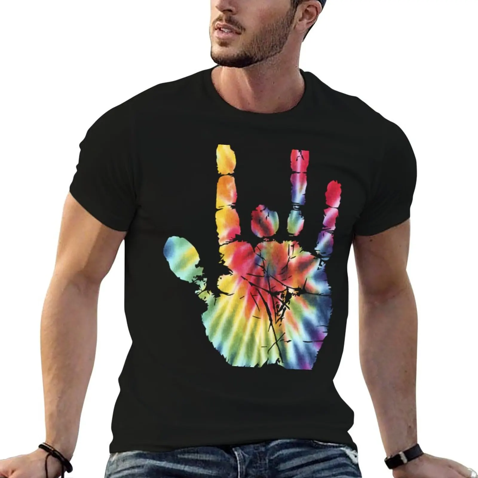 

Tie Dye Jerry Garcia Hand T-Shirt cotton t shirt pack man t shirts cotton t shirts for man pack white T-Shirt