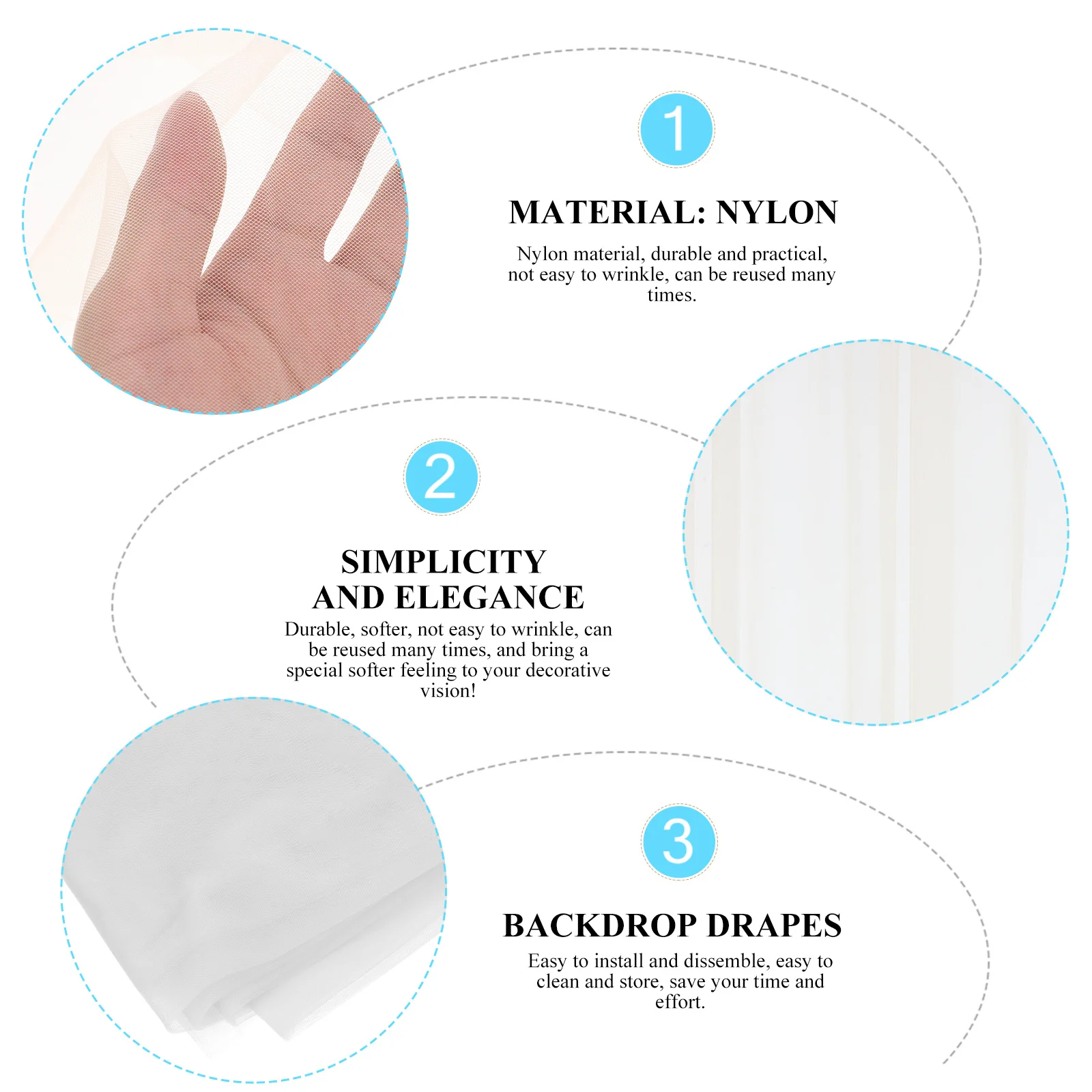 

Tulle Backdrop Curtain 10Ft X 6Ft Premium Nylon Decor for Wedding Party Photo Background Easy Install Reusable