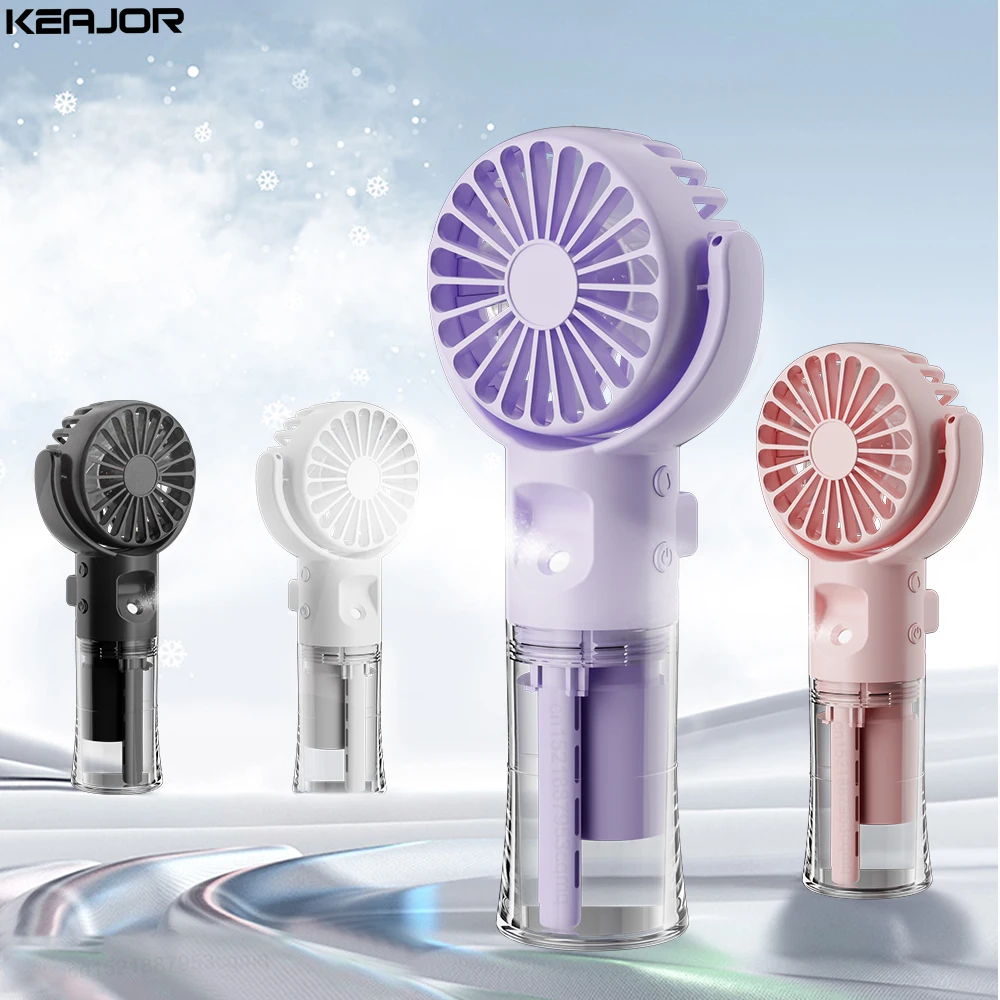 Portable Water Mist Fan Mini Handheld Fan USB Charging 4 Speeds Hanging ...