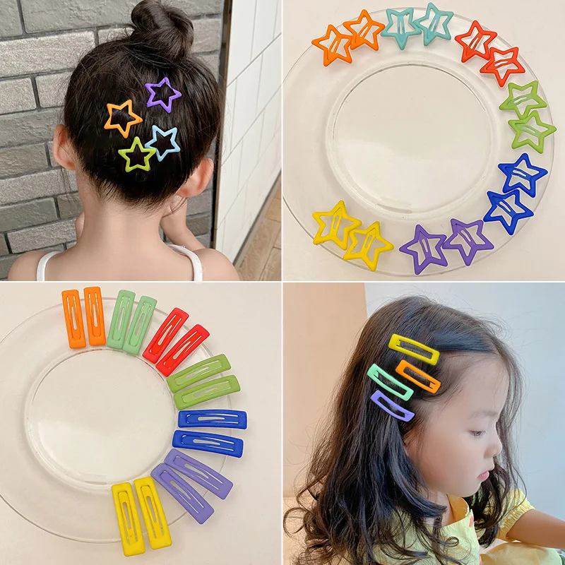 Children's Rainbow Broken Forehead BB Clip Frosted Hair Clip Girls Does Not Hurt Hair Girl Heart Small Hair Clip Candy Color New